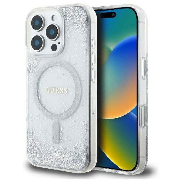 Guess Resin Gradient Glitter Hardcase with MagSafe for iPhone 16 Pro 6.3" Silver - GUHMP16LRGRGES