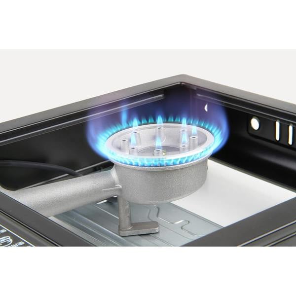 Gas stove burner with blue flame 