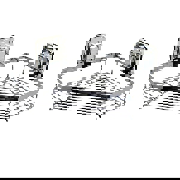 Showerdrape Pushloc Stainless Steel Suction Wall Mounted Corner Basket