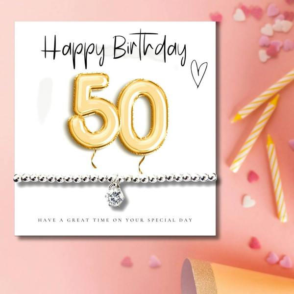 Aye Do Gifts Small 50th Birthday Gold Balloon Hamper | Candle, Bracelet, Chocolates