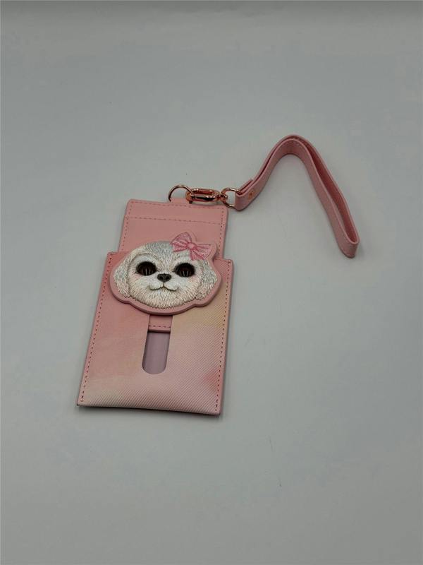 Nimmy Friends Nimmy Big Eye Cute Pet Bischon Fraise Dog  Face Card Sleeve Holder Pink - N-XDY-KT-02-A