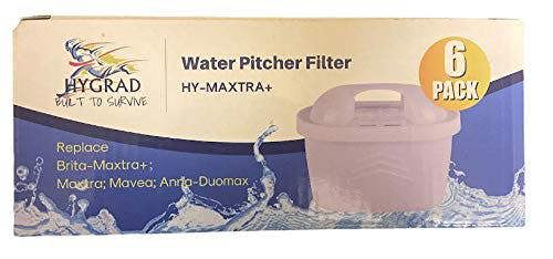 HYGRAD BUILT TO SURVIVE HYGRAD® Water Pitcher Jug Water Filter Cartridges 3 Or 6 Pack Replaces: Brita Maxtra, Maxtra+, Mavea, Anna-Duomax. (6)