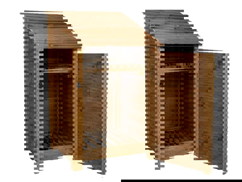 Arbor Garden Solutions Wooden Log Store with Door and Shelf W-79cm, H-126cm or 180cm, D-88cm - Brown Finish