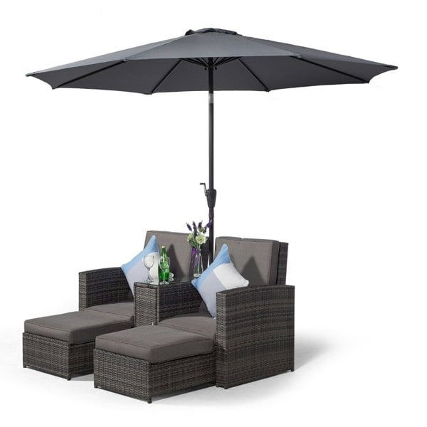 Giardino Nevada Double Reclining Rattan Sun Loungers Set
