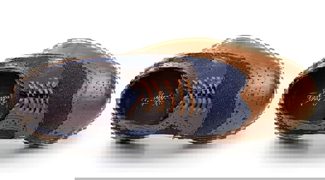 Frank James Lambeth Two Tone Leather Canvas Formal Casual Mens Brogue Shoes