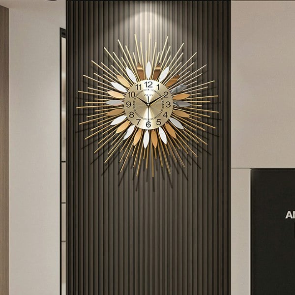 Miller Round Art Deco Wall Clock, Silent Clock, Gold & Silver-Weilai-Weilai Concept