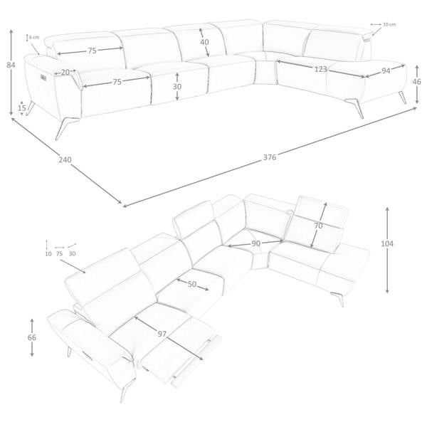 Angel Cerdá Modular corner recliner sofa in brown leather 6280/6281