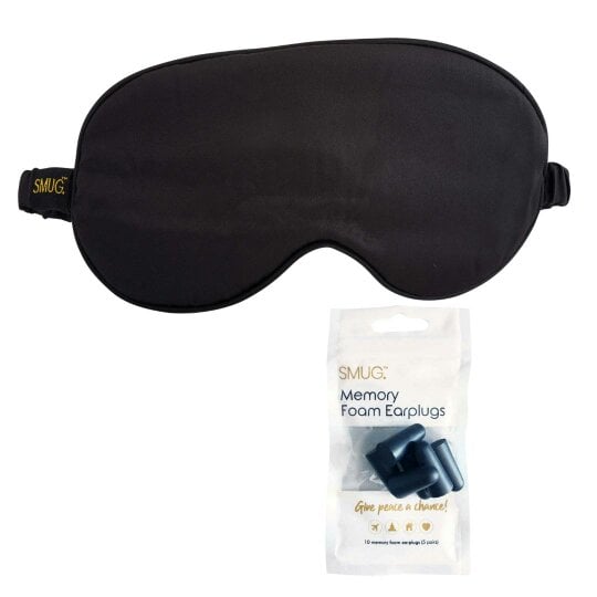 SMUG Satin Sleep Mask - Black - Sleep Mask & Black Earplugs