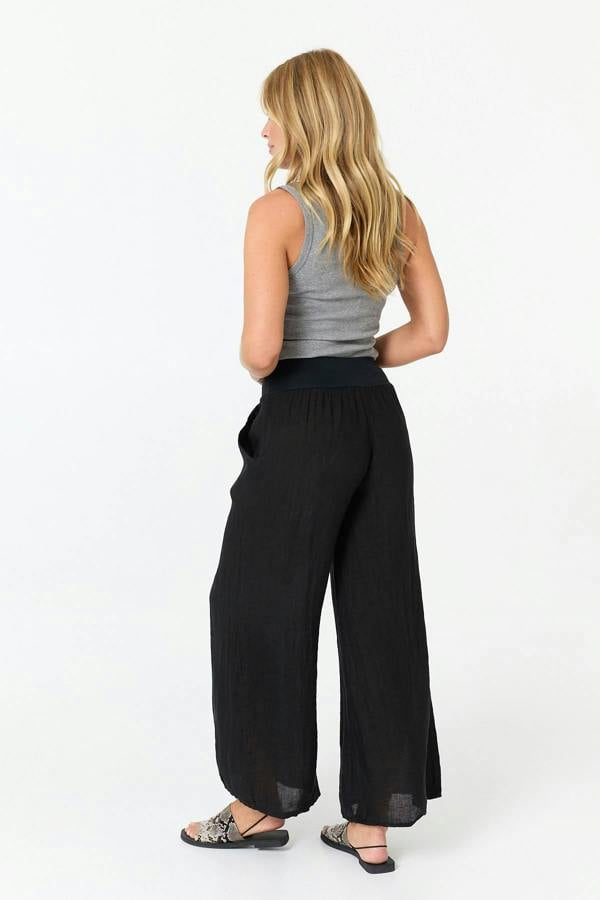 Black | High Waist Relaxed Flared Trousers