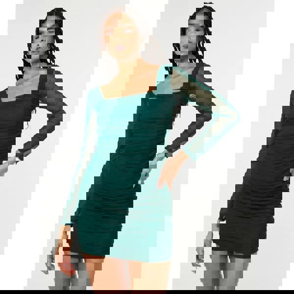 Pink Vanilla Long Sleeve Mesh Mini Dress