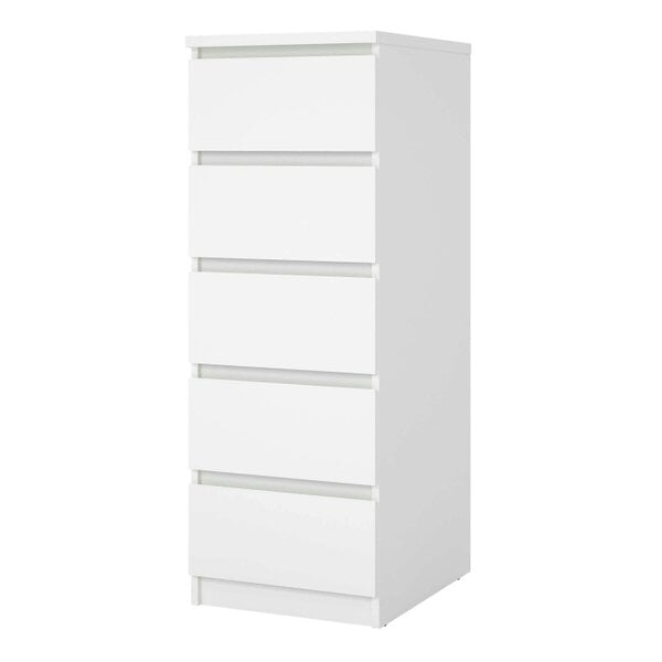 Wyld Haus Budapest White Wooden Narrow Chest 5 Drawers