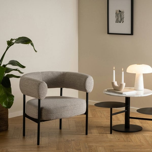 Furniture To Go Oakfield Lounge Chair in Beige Fabic with Black Legs