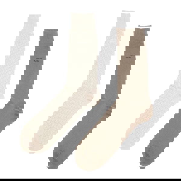 Boss Mens Patterned Mini Socks (Pack of 2) - Beige