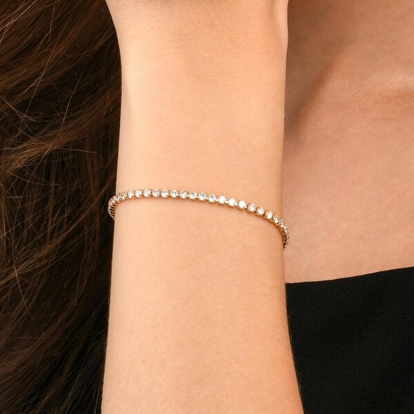 Zavana Dainty 2.5 mm Gold Tennis Bracelet with White Cubic Zirconia Stones for Women