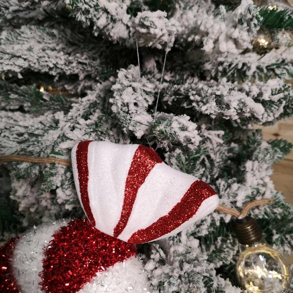 Samuel Alexander 28cm Red and White Glitter Candy Stripe Sweet Hanging Christmas Decoration