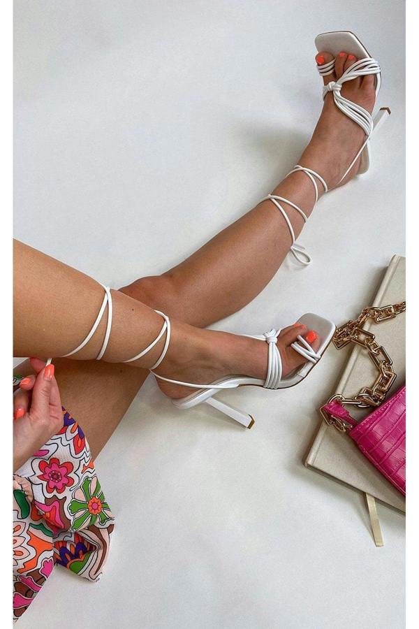 Amanda Strappy Lace Up Heels - White