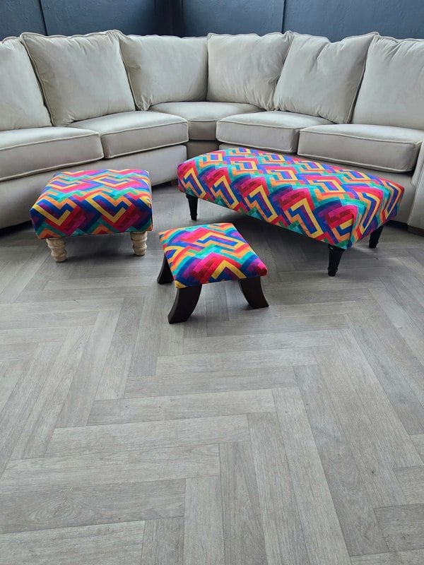 ISTOOLS Premium Multi-Colour Trem Footstool Pouffe – Stylish, Comfortable & Versatile