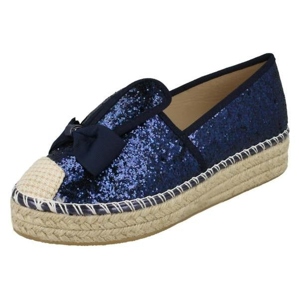 Spot On Ladies Spot On Glitter Bunny Ears Espadrilles