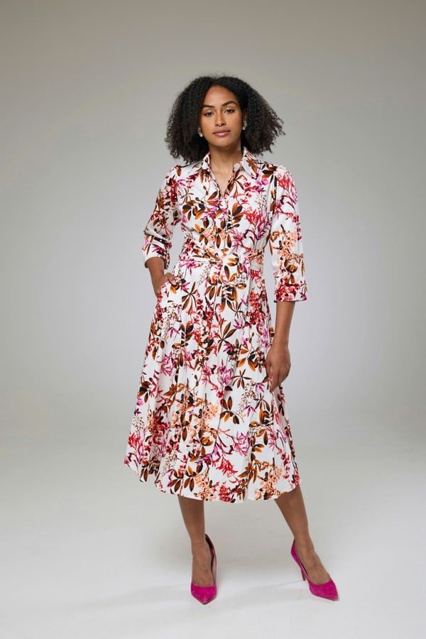 Isha's Timeless collection Blooming Pink Flora Sleeved Dress