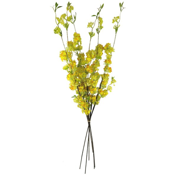 Leaf Pack of 6 x 100cm Yellow Blossom Spray Stem