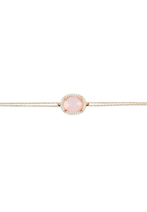 Beatrice Oval Gemstone Bracelet Rose Gold Rose Quartz - LATELITA Bracelets