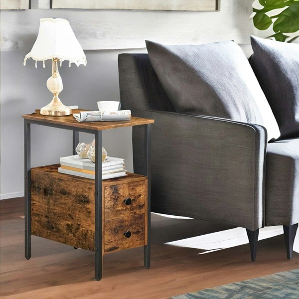 Rafaelo Mobilia Slim Bedside Table with 2 Drawers