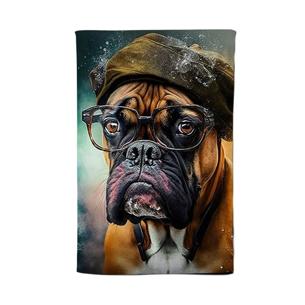 Warren Reed Boxer Dog Splashart Tea Towel