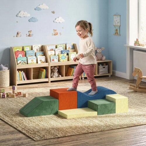 AIYAPLAY Kids Soft Play Set, 6PCS Foam Climbing Blocks with Non-Slip Base