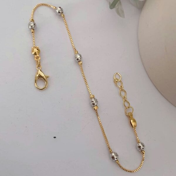 The Colourful Aura Silver ball Charm Slim Gold plated Thread Bracelet