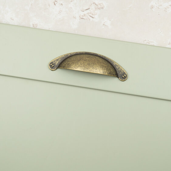 Handle & Home Antique Brass Cup Handle and Coordinating Knob