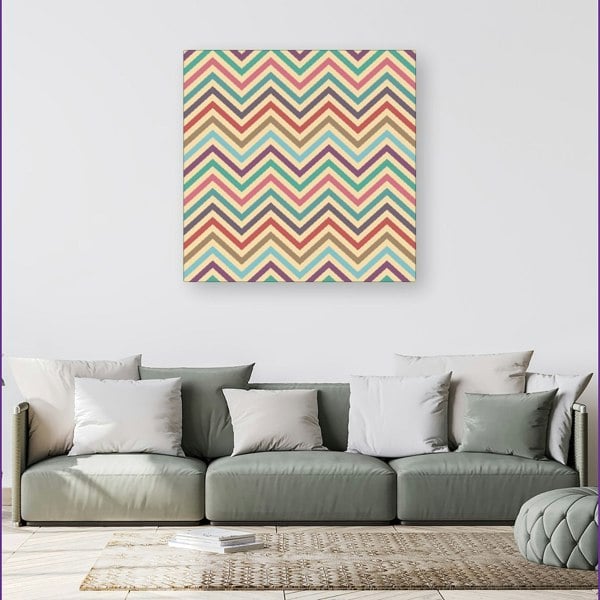 Warren Reed Geometric Vintage Colored Chevron Pattern Canvas