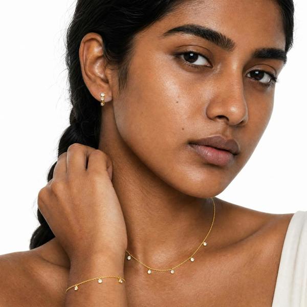 Gold Trip Short Crystal Gemstone Drop Earrings