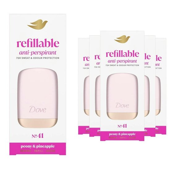 Dove Refillable Deodorant Kit + 35ml Refill - Peony & Pineapple 6 Pack