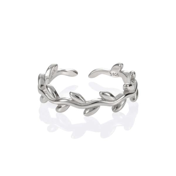 Adjustable Sterling Silver Leaf Toe Ring for Women - namana.london