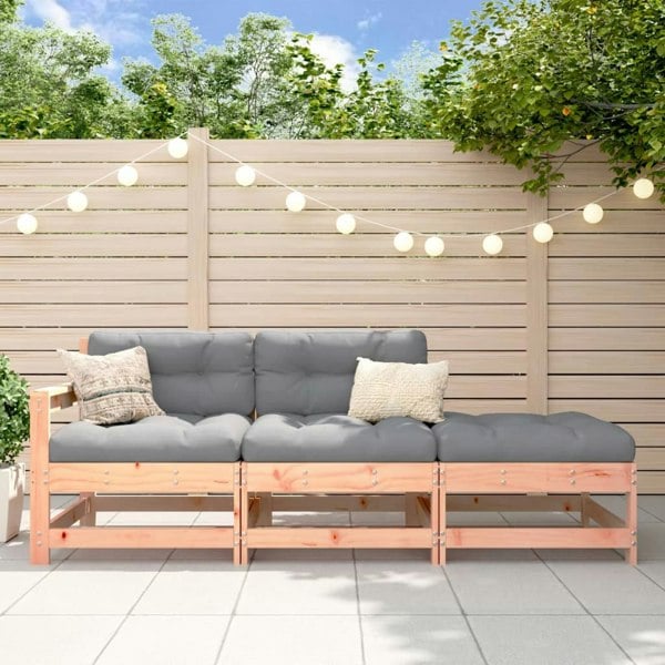 Berkfield 3 Piece Garden Lounge Set with Cushions Solid Wood Douglas