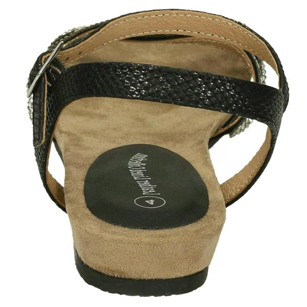 Savannah Ladies Leather Collection Flat Diamante Sandals