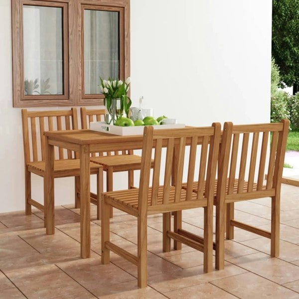 Berkfield 5 Piece Garden Dining Set Solid Teak Wood