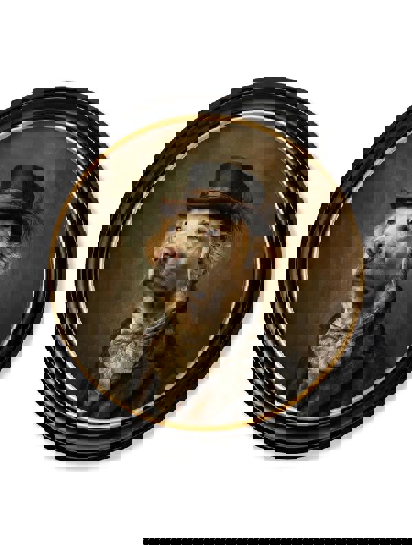 Exceptional Art Lord Goldpaw - Gentleman Golden Labrador Oxford round frame