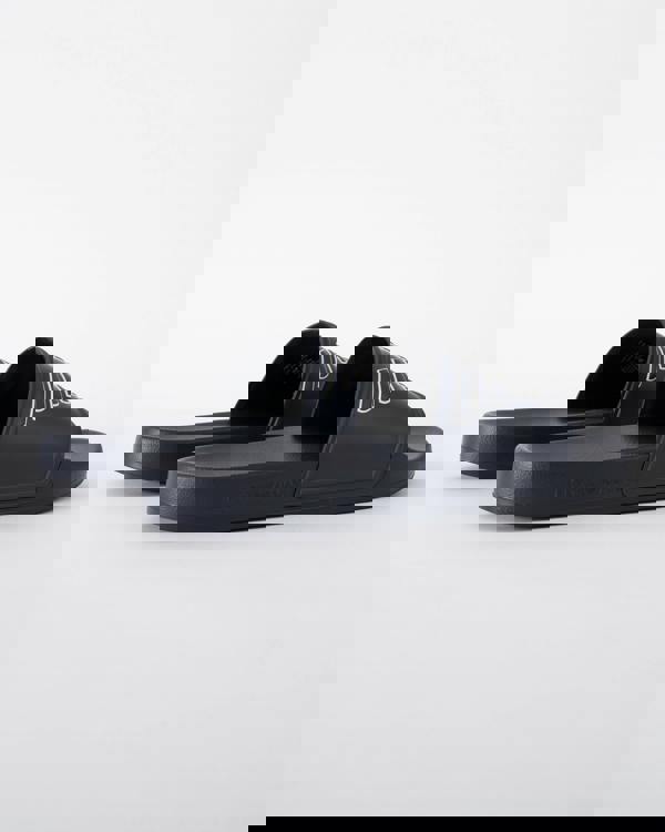 back of Emporio Armani Mens PVC Pool Slides with Eagle Logo in Blue and Whisper White