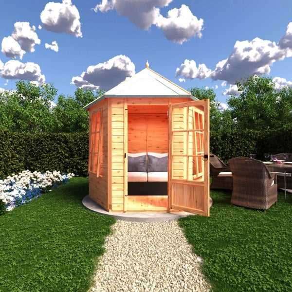 Shire Welwick Hexagonal Gazebo Summerhouse 8x7  12mm Cladding