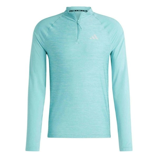 Adidas Mens Gym+ Quarter Zip Training Pullover - Light Blue