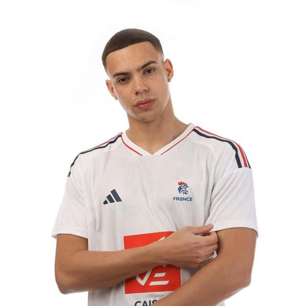 Adidas Mens France V Neck Regular Football Jersey - White - 