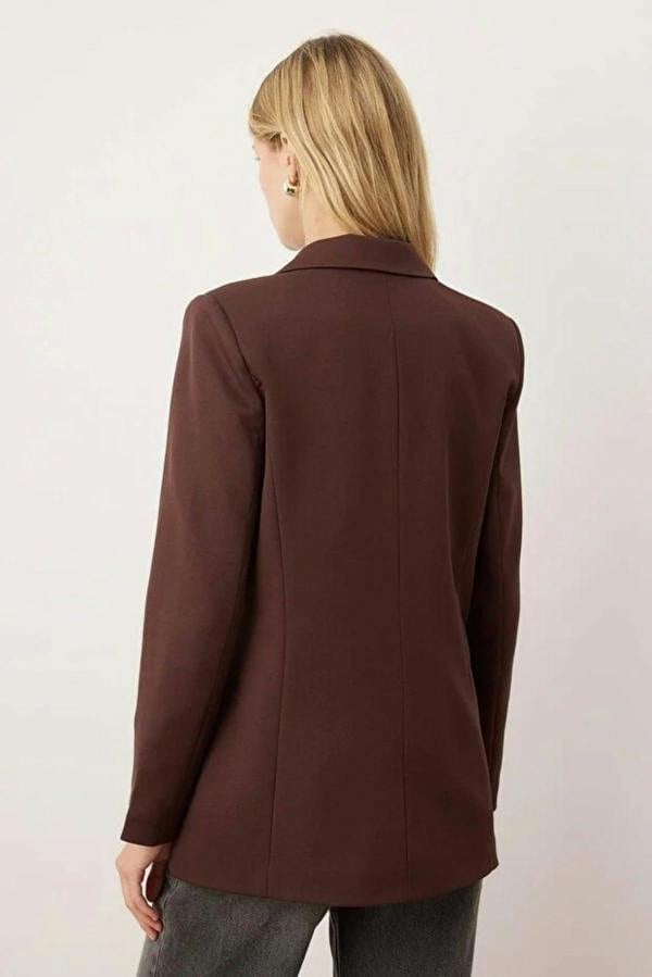 WOVCOR Lined Double-Breasted Woven Blazer Jacket