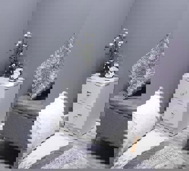 SQUAREBOXX Chiswick 2 Drawer Bedside Cabinet in Gloss White