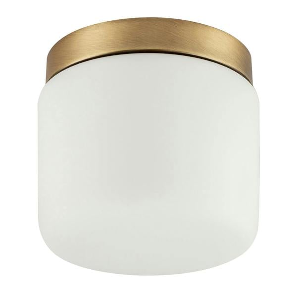 Modern Bathroom LED Ceiling Light in Antique Brass with Glass Shade Image 3