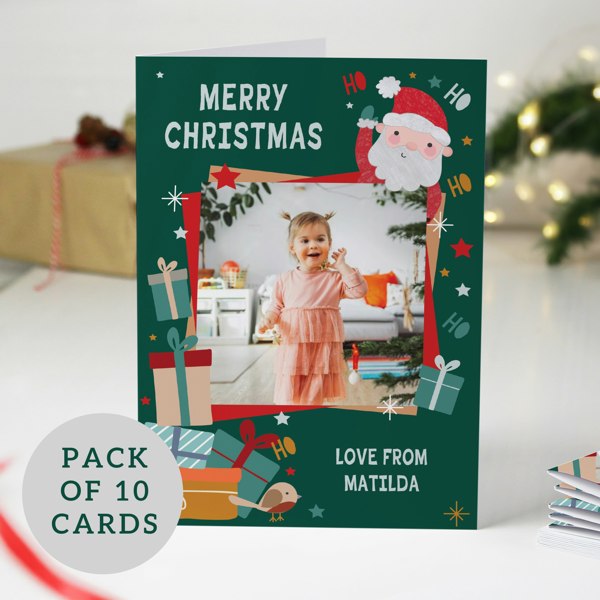 Personalised Memento Company Personalised Photo Upload Pack of 10 Santa Christmas Cards