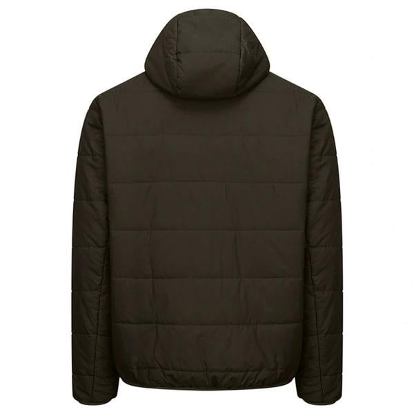 Hoggs of Fife Aviemore Reversible Insulated Jacket in olive, back view with hood