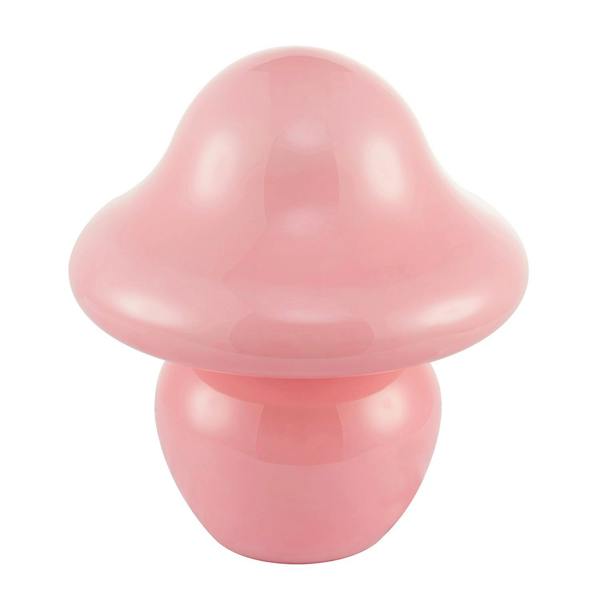 Soft Blush Pink Mushroom Table Lamp with Curvy Head and Round Base Image 5