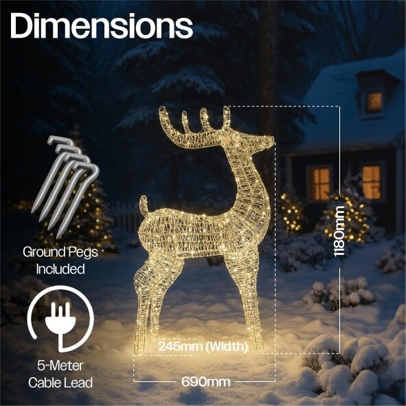 Scotts of Stow Xmas Haus Outdoor 118cm Metal Silver Deer