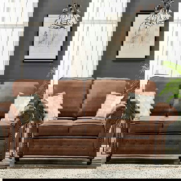 Oakland Suede Sofa 3+2 Seater Fabric Sofa in Tan Brown